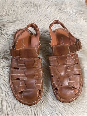 Bacco Bucci Men's Tan Leather Fisherman Sandals